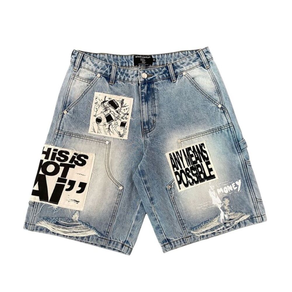 Mixed Emotion Shorts AI Denim Mens Blue AI DENIM-SHORTS